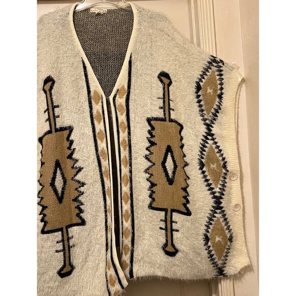 Wishlist S/M Sweater Smock Aztec Soft Buttons Hook & Eye Oversized Outdoors - Picture 6 of 14